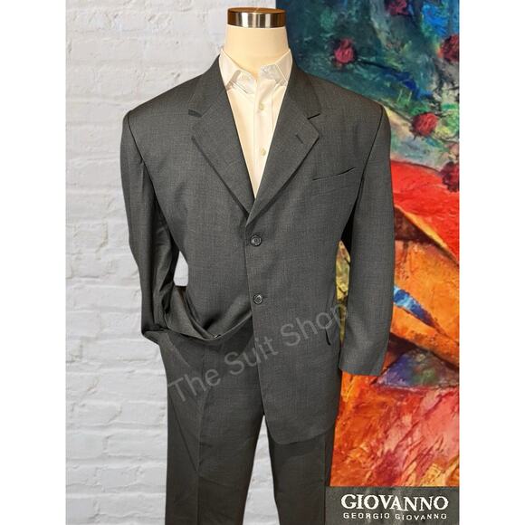 Georgio Giovanno Mens 46R 38x30 Gray Nailhead 2-Piece Classic Suit - Picture 1 of 16